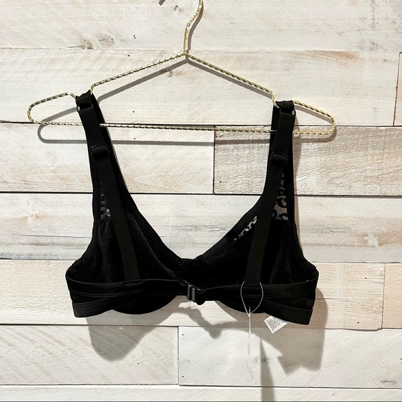 Black Leopard Mesh Triangle Bikini Top 34DD NWT - Picture 3 of 5